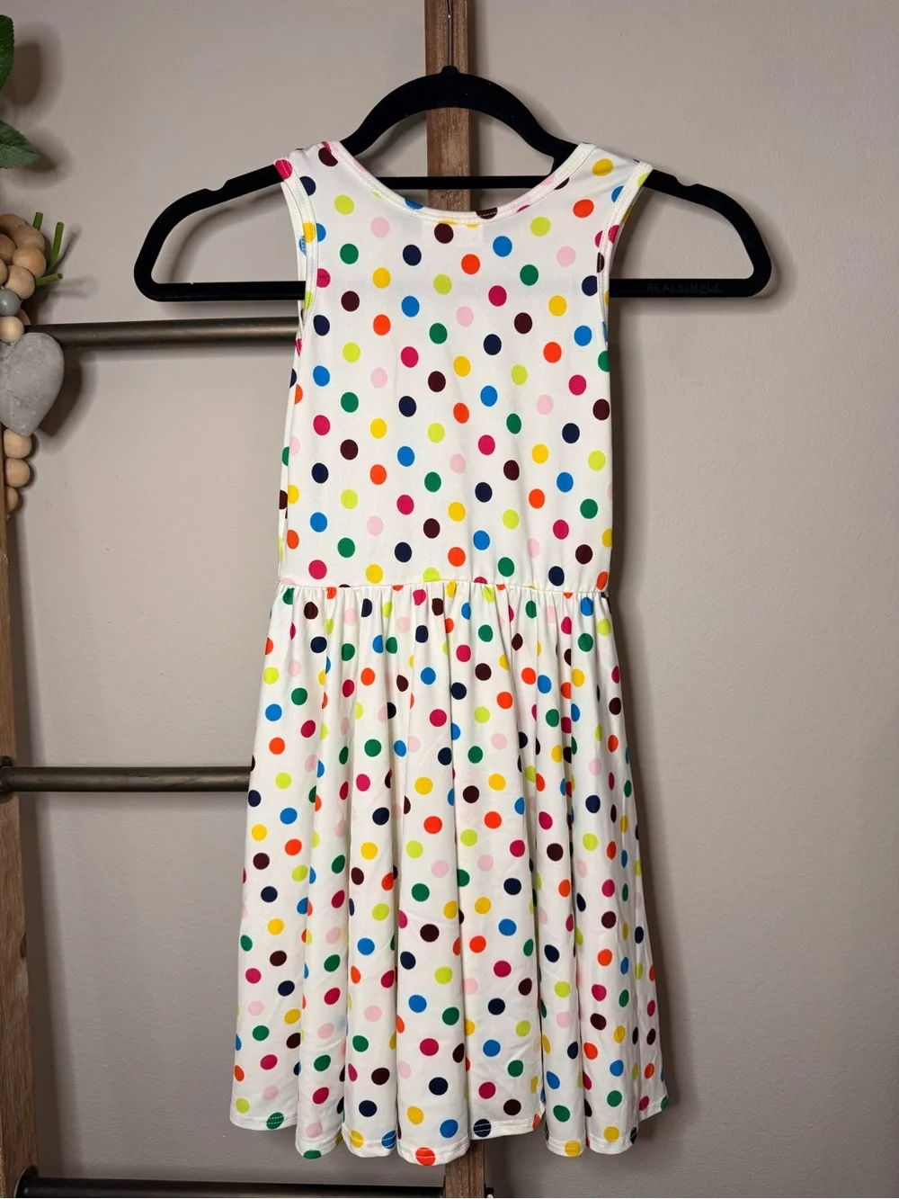 Dot Dot Smile White Sleeveless Dress with Multicolor Polka Dots